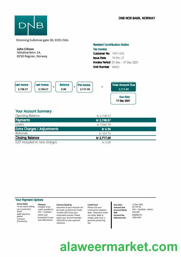Norway DNB excel pdf